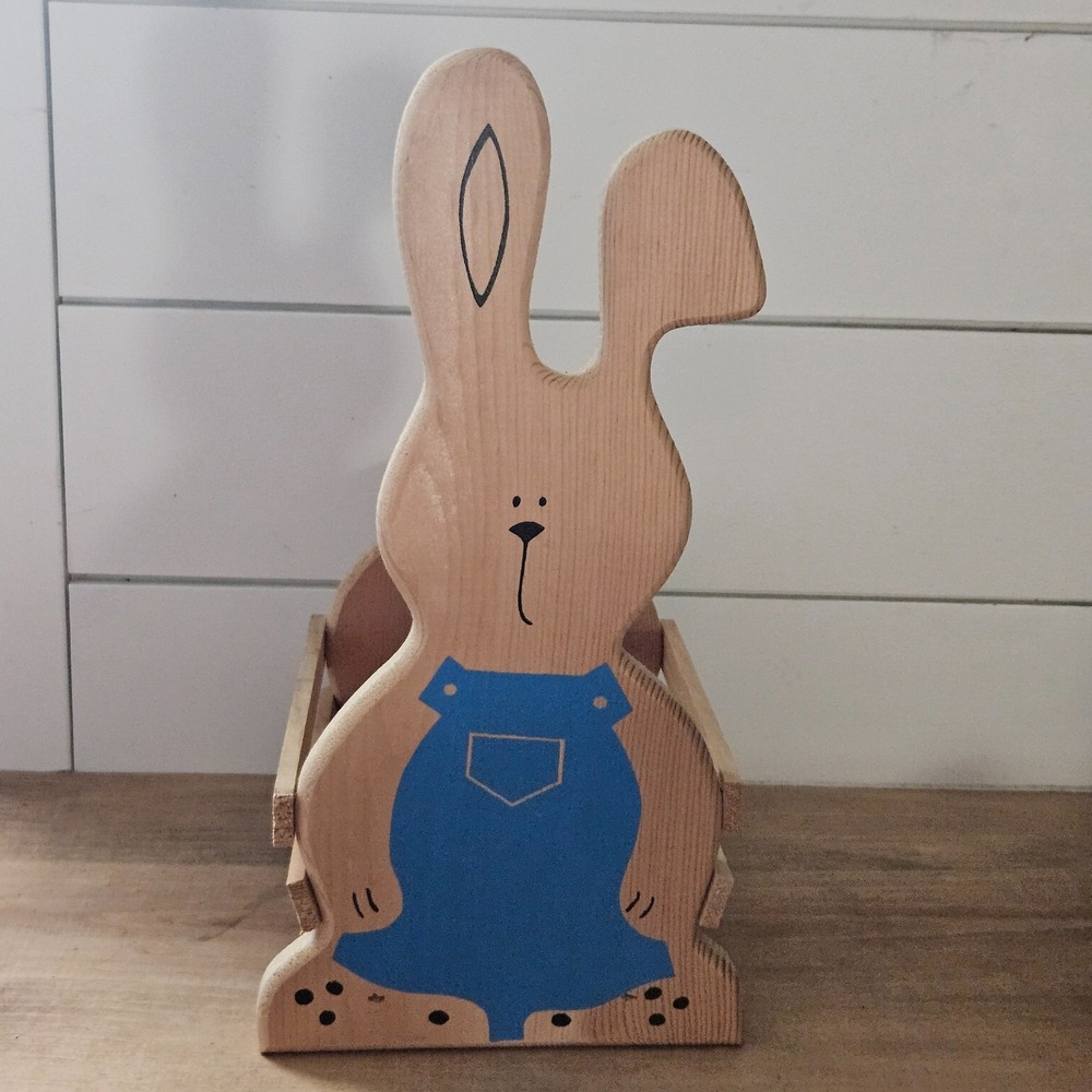 Vintage Camel Wood Products Wooden Bunny Basket Crate Easter Rabbit Decor